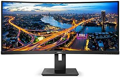 Philips 345B1C - 34 inch Curved WQHD Monitor, 100Hz, 4ms, VA, Speakers, Height Adjust, Power Sensor, USB Hub (3440 x 1440 WQHD, 300 cd/m², HDMI/DP/USB-B/USB 3.2)