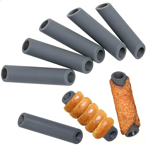 Koluti 8 Pack Cannoli Tubes Nonstick Silicone Molds, 5 inch Cannoli Form Danish Pastry Cream Horn Baking Mold, Cannoli Croissant Roll Shells Bread Maker for Stuffing, BPA Free
