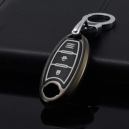 Amazon Ontto ニッサン ケース キーカバー スマートキー キーホルダー キーケース リモコン用 金属 汚れ 傷防止 落ちにく オシャレ ファッション 高級 亜鉛合金 Nissan 日産 セレナ エルグランド スカイライン マーチ キューブ ノート 等に適用 ３ボタンa ブラック