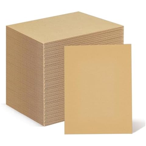 8.5x11 Corrugated Cardboard Sheets - 50 Pack Cardboard Inserts Flat Cardboard Squares Separators for Art Projects DIY Crafts Supplies Cover