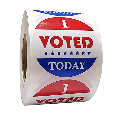 Yuyaa I Voted Stickers - Permanent Self-Adhesive Circle Stickers (500 Labels on a Roll) - Red, White, and Blue
