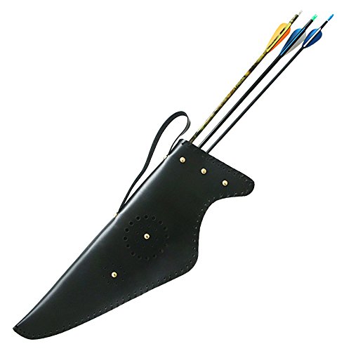 I-Sport 1Pcs Leather Hunting Recurve Bow Case Bag+ 1Pcs Archery Arrow Quiver Hip Black #TOP4