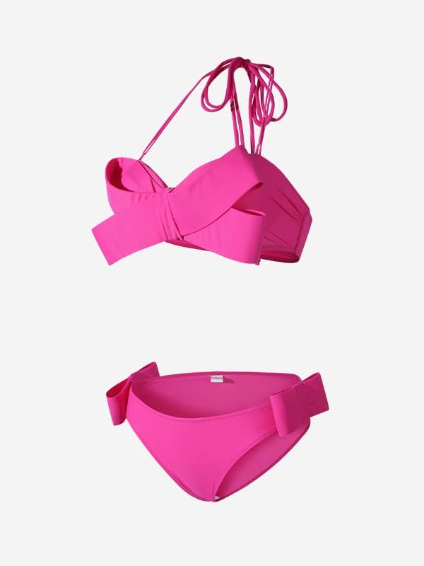 Pure Desire Wind White Stereoscopic Big Bow hot Girl Small Breast Steel Support Bikini2