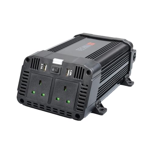 Technaxx TE16 Voltage Converter 1200W | 12V/24V DC to 230V AC | TÜV Rheinland Tested Inverter | 2x Schuko Outlets with Switch | 2x USB Ports 3.1A | Reliable Power for Car, Camping & Travel