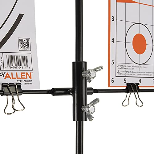 Ez-Aim Double Target Metal Stand By Allen, 8 Clips Included, Holds 2 Paper Targets (Not Included), Black #TOP2