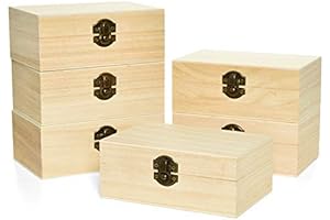 Large Unfinished Wood Craft Box 6-piece Set