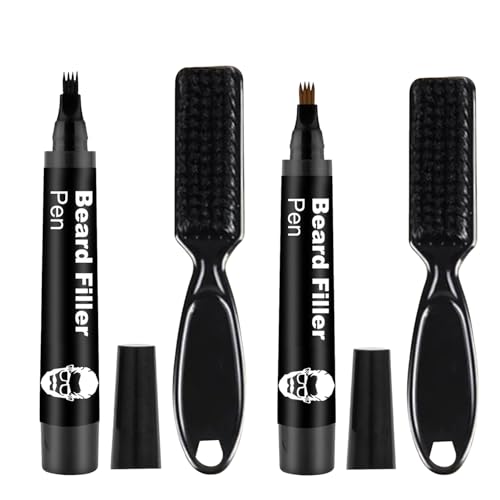 Relleno de barba para hombres,Pluma de relleno de barba para cabello - con cuatro puntas Marcador de pelo de lápiz de barba impermeable para pintura de barba, hombres, mujeres