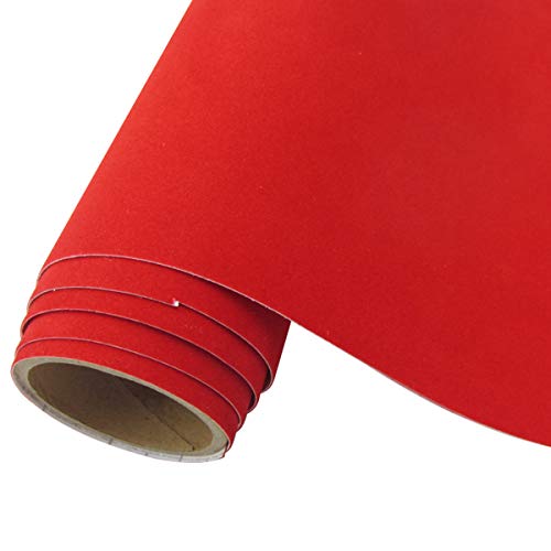 LKXHarleya Tela De Terciopelo Envoltura De Vinilo para PelíCula De Vinilo Envoltura De Vinilo Adhesivo Sin Burbuja De Aire Etiqueta Automotriz, Rojo, 50 cm * 135 cm