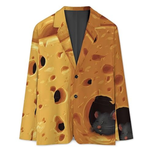Cheese Lovers Food Rat Men's Blazer Printed Button Suit Jacket Slim Sport Coat Blazers3