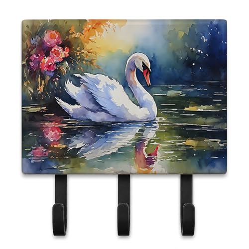 Caroline's Treasures Swan Decorative Ceramic Triple Wall Hook