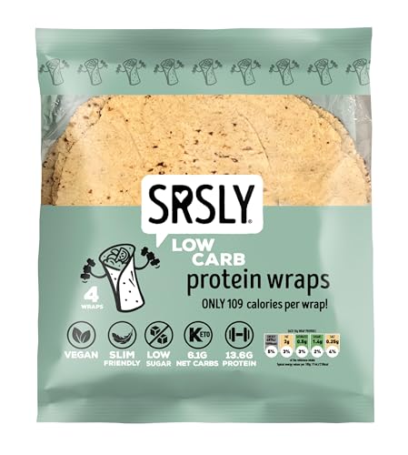 SRSLY Low Carb Protein Wraps 9" | Multipack | Only 109 Kcals | Keto | Vegan | High Protein | Low Sugar | High Fibre | Soft & Tasty (Low Carb Wraps - 1 Pack, 4 Wraps)