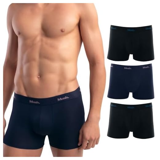 MASH Kit 3 Cuecas Boxer Modal Tecnologia Low Pilling Elástico em Relevo Masculino, 1 Azul Marinho - 2 Preto, P