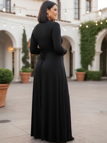 Image of KOH KOH Womens Maternity Long Sleeve V-Neck Flowy Winter Maxi Dress Gown