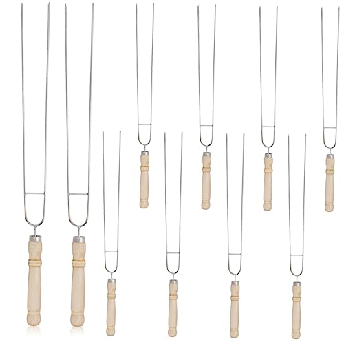 Hemobllo 10pezzi Spiedo Riutilizzabile Per Barbecue in Manico in Legno Accessori Portatili Per Arrostire Verdure Frutta Spiedini Per Famiglia