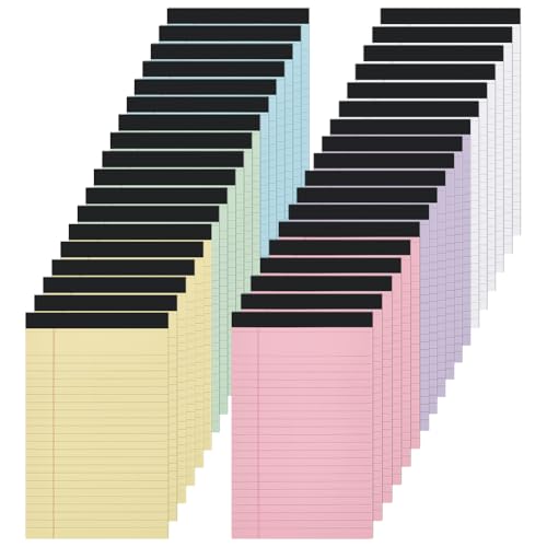 Blocs de notas de 12,7 x 20,3 cm con 30 hojas de rayas estrechas multicolor para oficina