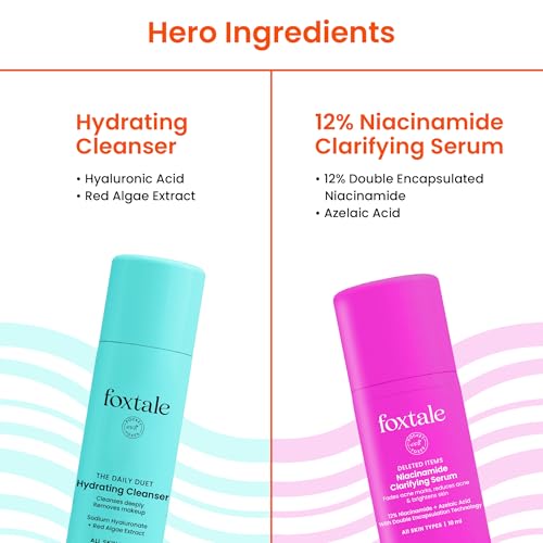 Image of Foxtale Glow On Heartbeat Skincare Gift Set | Hydrating Cleanser, 12% Niacinamide serum, Super Glow moisturizer & SPF 50 Glow sunscreen | Travel-Friendly Kit for Radiant skin | For Men & Women