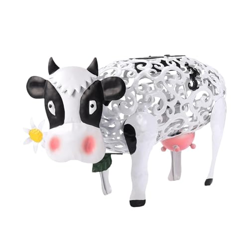 Statue solaire vache en métal ajouré, une idée cadeau idéale pour patio et cour