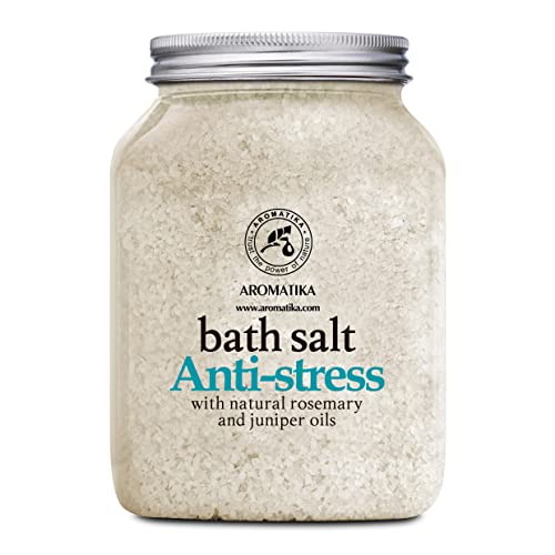 Badesalz Anti Stress 1300g - Meersalz mit Natürlichem Ätherischen Rosmarinöl und Wacholderöl - Baden - Körperpflege - Hautfeuchtigkeit - Spa - Badezusatz