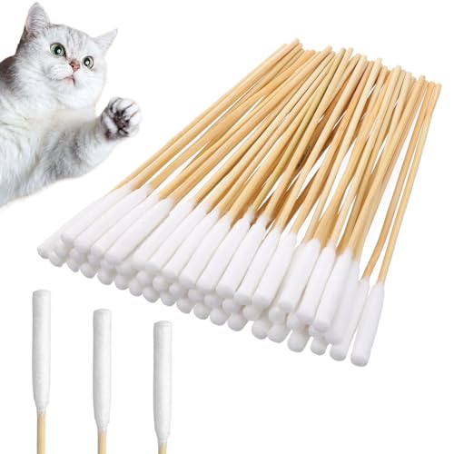 Hpmjz 100 Pcs Large Cotton Swabs 6 Inch Dog Ear Swabs with Bamboo Handle for Dogs Soft Cotton Gentle and Lint-Free Dog Ears Clean Tips for Ear Cleaning Pet Care