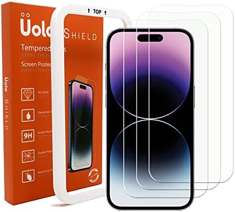 Uolo 3 Pack - Compatible with [iPhone 14 Pro] Shield Tempered Glass Screen Protector Case Friendly