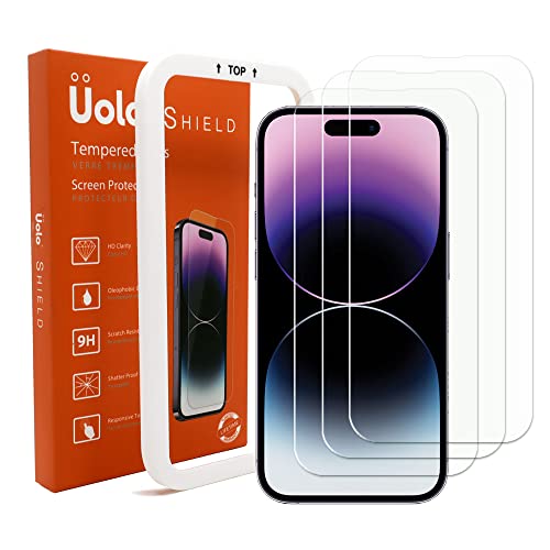 Uolo 3 Pack - Compatible With [Iphone 14 Pro] Shield Tempered Glass Screen Protector Case Friendly #TOP1