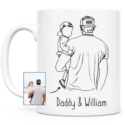 Custom Photo Dad Coffee Mugs - Personalized Portrait Mug with Name - Customized Gifts Father Day for Dad, Papa, Grandpa from Daughter