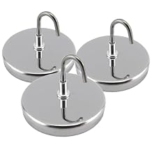 خطاف يدوي مغناطيسي من Master Magnetics مع لوحة كروم - قطر 2.04 بوصة، ارتفاع إجمالي 1.275 بوصة، 20 رطلاً، فضي، عبوة من 3 قطع، MHHH20X3