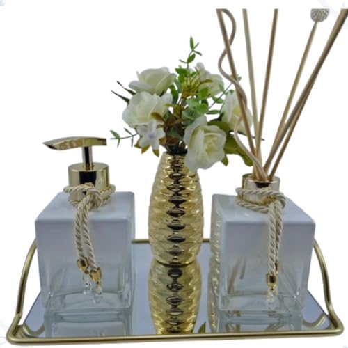 Kit Lavabo Jogo Para Banheiro Difusor Porta Sabonete Líquido Band...