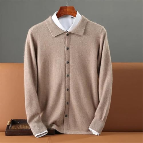 TdvcpmkkMen's Thick Sweater Knitted Polo Collar Single-Breasted Business Long Sleeve Sweater2