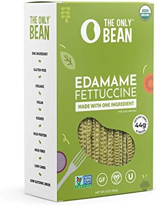 Organic Edamame Fettuccine Pasta - High Protein, Keto Friendly, Gluten-Free, Vegan, Non-GMO, Kosher, Low Carb, Plant-Based Bean Noodles - 8 oz (1 Pack)