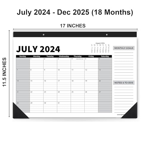 Sproutbrite 18 Month Calendar - Desk Calendar 2024-2025, Desktop Monthly Planner with To-Do List and Notes, Home, Office Desk Calendar (1 Pack, Jul 2024)