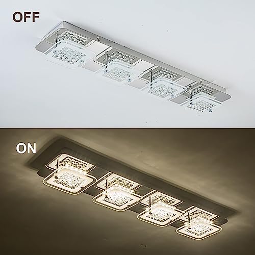 Kwpcvz Ceiling Light Crystal Ceiling Light Fixtures Crystal Flush Mount Ceiling Light For Dining Room Bedroom Living Room Hallway Entryway 26 Inches Dimmable Led Crystal Lamp 24W #TOP6