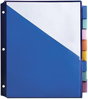 Office Depot Brand Double-Pocket Insertable Plastic Divider, 8-Tab, 9 1/2in x 11 1/4in, Assorted Colors