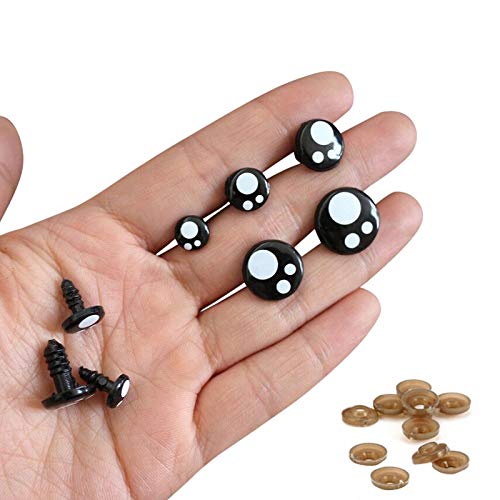 Dalab 50Pcs 8-16mm Plastic Safety Eyes DIY Craft Supplies Plush Toys Stuffed Dolls Accessories Amigurumi Eyeballs Cartoon Eyes Decor - (Color: 16MM)