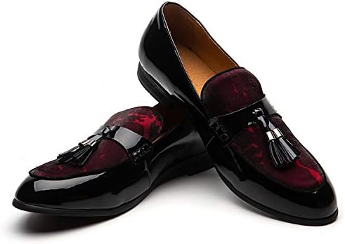 JITAI Men's Leather Shoes Pattern Printing Men's Dress Loafer Shoes Slip-on Casual Loafer Smoking Slipper, Black/04, 13 US