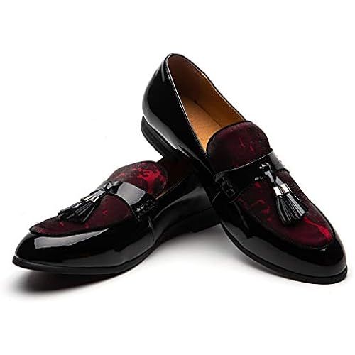 JITAI Mens Leather Shoes Pattern Printing Men's Dress Loafer Shoes Slip-on Casual Loafer Smoking Slipper