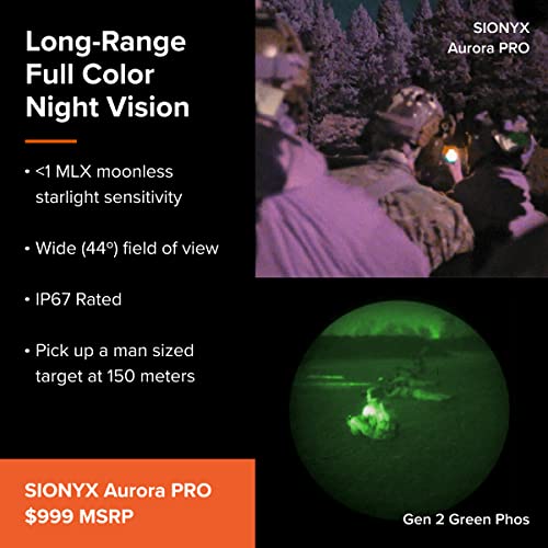 SiOnyx Aurora Pro Explorer Night Vision Monocular Camera Kit – Includes Aurora Pro Camera, IR Illuminator, Picatinny Rail Mount, Rechargeable Batteries & Charger, 32GB microSD Card.