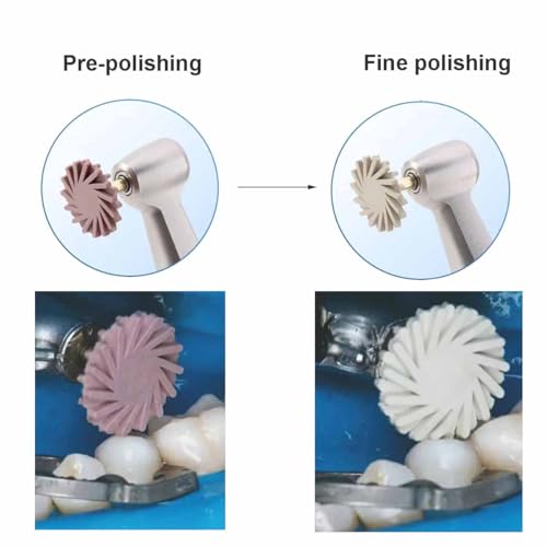 Image of Dental Composite Resin Polishing P2 Disc Polisher Wheels Diamond 2-Step Polishing System 14mm Wheel Kit Spiral