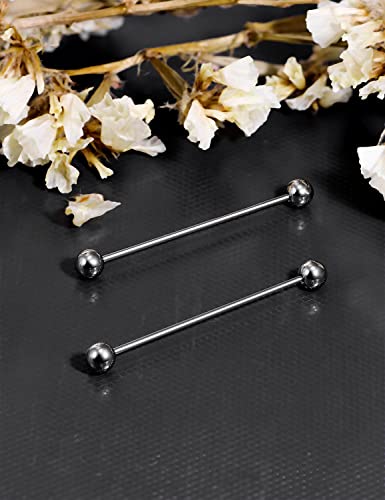 Vsnnsns 16G G23 Titanium Straight Barbell Piercing Jewelry Tongue Rings Nipple Rings Piercing Jewelry Industrial Earrings Barbell Cartilage Tragus Piercing Jewelry 16 Gauge For Women Men 38Mm #TOP4