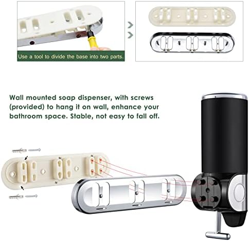 TsunNee 1500ML Triple Pumps Soap Dispenser, Wall-mounted Manual Hand Sanitizer Dispenser, Shampoo Shower Gel Dispenser Lotion Container for Toilet Bathroom Kitchen Hotel Office, Black