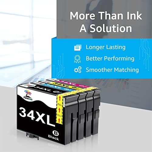 Palmtree Compatible ink cartridges as replacement for Epson 34 34XL, for Workforce Pro WF-3720DWF WF-3725DWF (pack of 4/1 black 1 cyan 1 magenta 1 yellow)