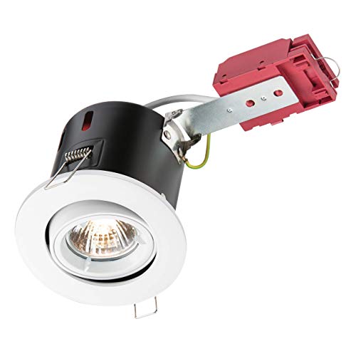 Knightsbridge Tilt GU10 230V 50W IC Fire Rated Downlight-Gimbal-White, Metal