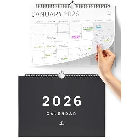 Wall Calendar 2026 UK - Calendar 2026 Month to View - 12 months calendar January 2026 to December 2026 Cover