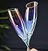 Jingyue Champagne Flutes For Wedding Iridescent Glass Toasting Flutes with Diamond Design Accent for Couples Two-Piece Set in Box Romantic Birthday Anniversary Special Celebrations
