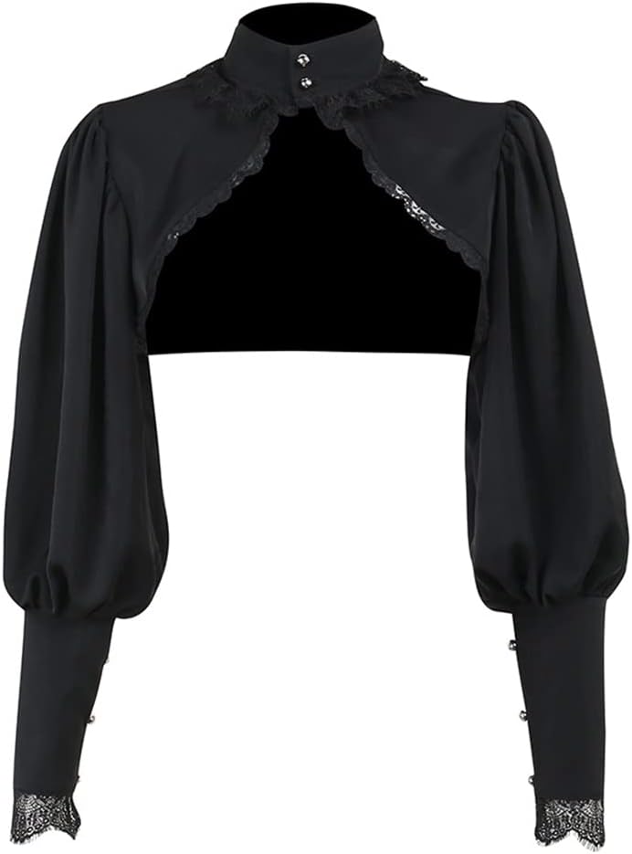 Bolero Shrug Top Trad Goth Black Shawls and Wraps for Evening Dresses Short Cardigan