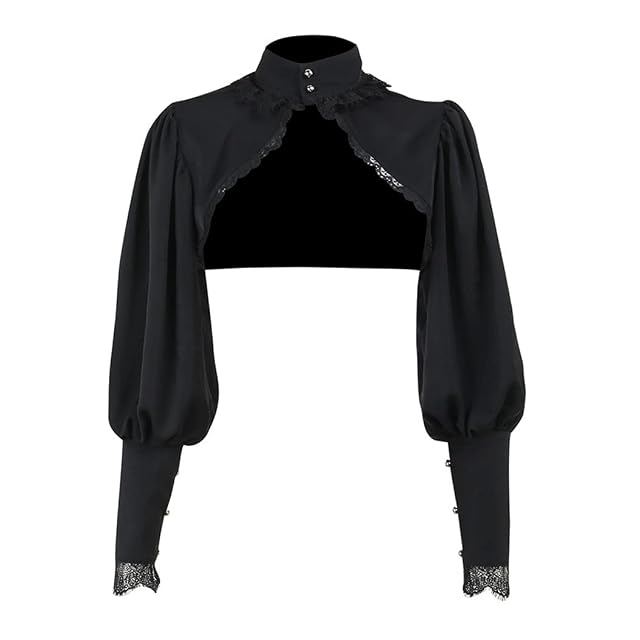 Bolero Shrug Top Trad Goth Black Shawls and Wraps for Evening Dresses Short Cardigan