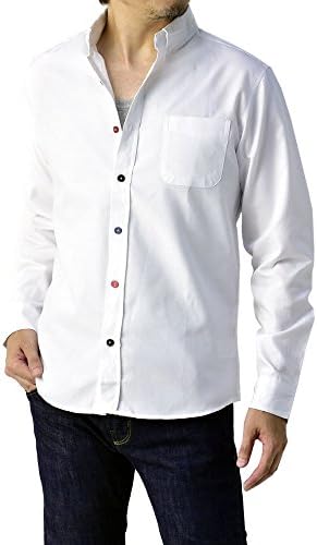 （23:30時点） [FLAG ON CREW] (フラグオンクルー) メンズ オックス ボタンダウン 無地 長袖 シャツ / B3G / 3L カラーボタン・ホワイト