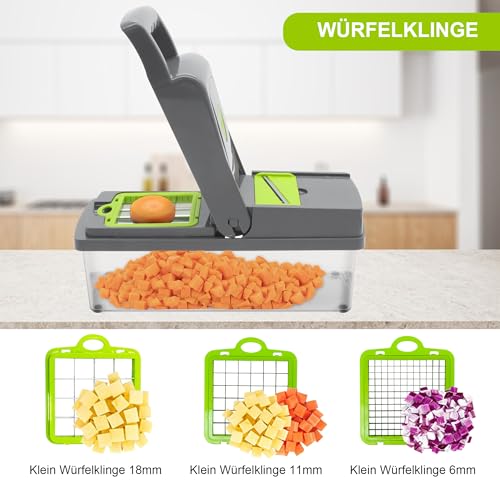 Foto von KLGFI 16 in 1 Gemüseschneider, Mandoline Gemüsehobel mit 9 Austauschbare Klingen, Multifunktionsschneider Würfelschneider Salatschneider für Hobeln Von Obst Gemüse, Karotte, Kartoffel
