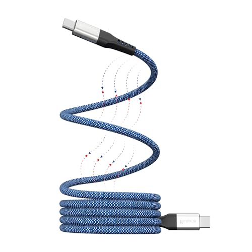 Geonav Cabo MagCable USB-C para USB-CFast Charging 100W carregamento Rápido 1.2m Nylon Trançado e corpo magnético com imã, UCC09MAG azul e branco
