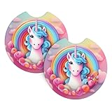 Lot de 2 sous-verres de voiture BROLEO arc-en-ciel - Sans odeur - Pour tous les porte-gobelets standard, parfaits pour les voitures, camions, SUV - 6,9 cm
